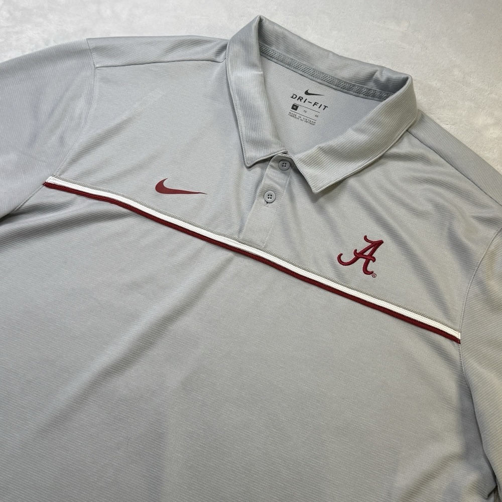 Nike Dri-Fit Alabama Crimson Tide Polo Shirt XL Gray Golf On Field